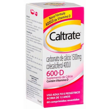Suplemento Cálcio E Vitamina D Caltrate 600 + D200ui 60 Comprimidos
