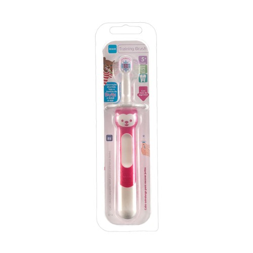 Escova Dental Infantil Mam Training Brush 6+ Meses Rosa 1 Unidade