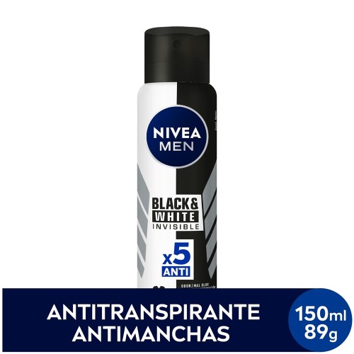 Desodorante Antitranspirante Aerosol Nivea Men Invisible Black & White 150ml