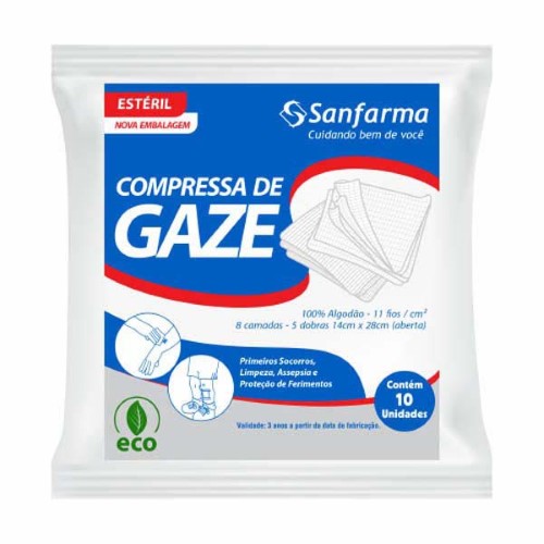 Compressa Gaze C/10 Esteril Sanfarma