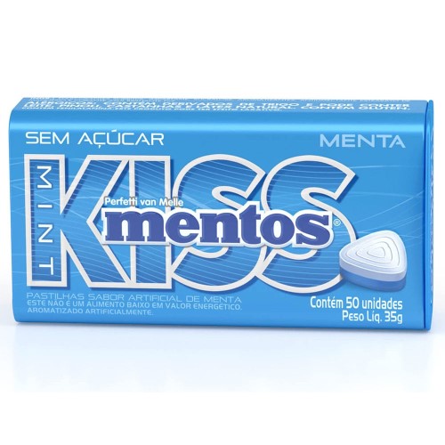 Bala Mentos Kiss Mint 50 Unidades
