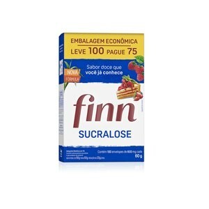 Adoçante Em Pó Sucralose Finn 100 Envelopes 60g