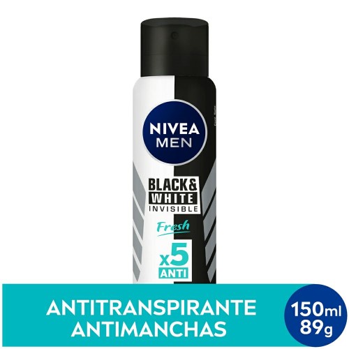 Desodorante Antitranspirante Aerosol Nivea Men Invisible For Black & White Fresh 150ml