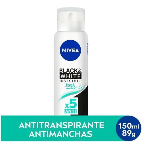 Desodorante Antitranspirante Aerosol Nivea Invisible Black & White Fresh 150ml