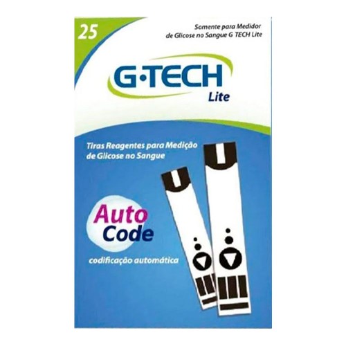 Tira Reagente Para Medição De Glicose Free Lite G Tech Caixa Com 25 Unidades
