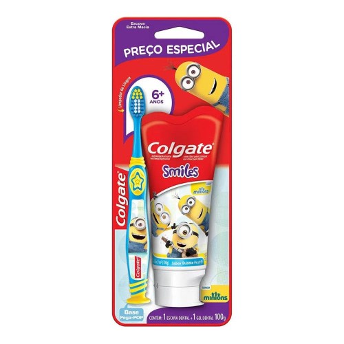 Escova Dental Colgate Smiles 1 Unidade + Creme Dental Minions 100ml 1 Unidade