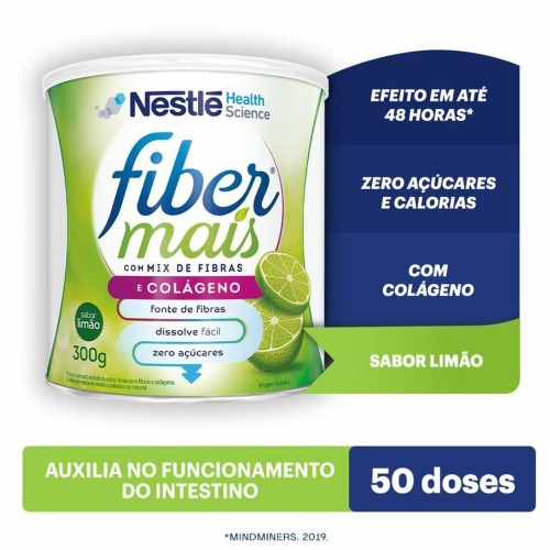 Regulador Intestinal Nestlé Fibermais Colágeno Mix De Fibras Sabor Limão 300g