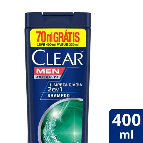 Shampoo Anticaspa Clear Men Limpeza Diária 2 Em 1 400ml **