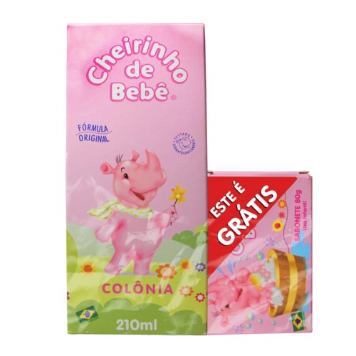 Colônia Kanitz Cheirinho De Bebê Rosa 210ml + Sabonete Em Barra Cheirinho De Bebê Rosa 80g