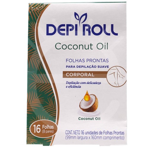 Folhas Depilatórias Prontas Corporal Depi Roll Coconut Oil 16un