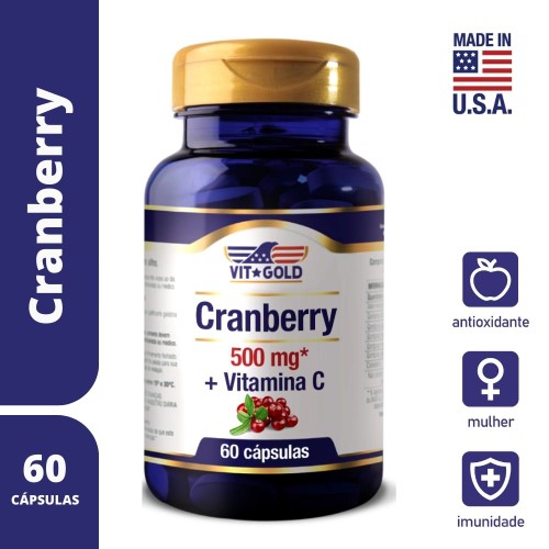 Cranberry 500mg Com Vitamina C Vitgold 60 Cápsulas