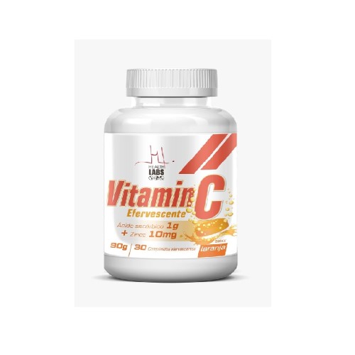 Vitamina C Laranja Ácido Ascórbico 1g + Zinco 10mg Health Labs 30 Comprimidos Efervescente