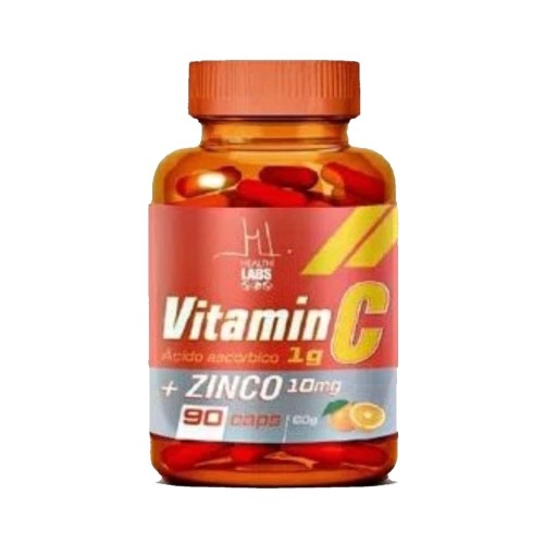 Vitamin C Ácido Ascórbico 1g + Zinco 10mg Health Labs 60g 90 Cápsulas