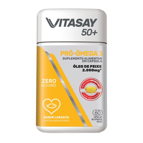 Suplemento Alimentar Vitasay 50+ Pró-Ômega 3 Sabor Laranja 60 Cápsulas