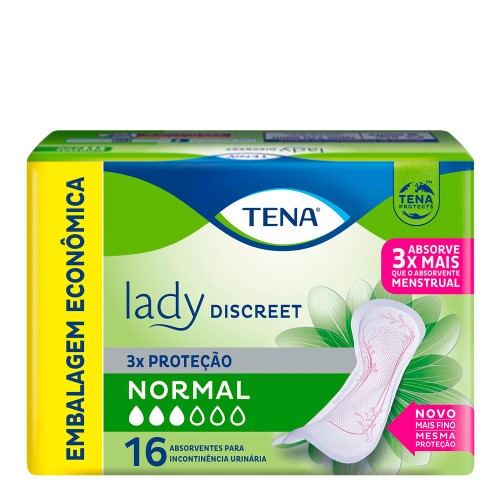 Absorvente Para Incontinência Urinária Tena Lady Discreet Normal 16 Unidades **