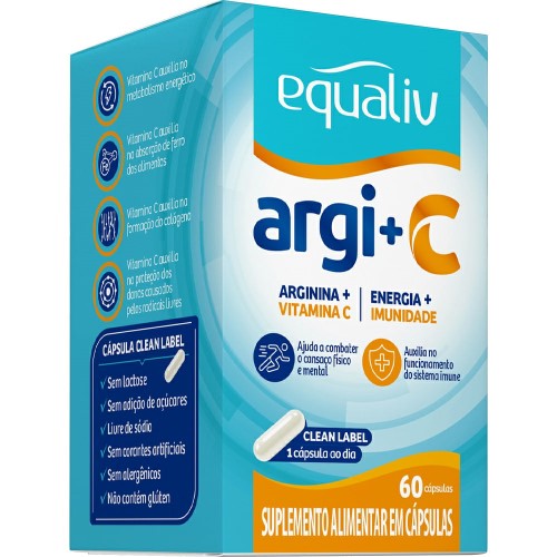 Suplemento Alimentar Arginina + Vitamina C Equaliv 60 Cápsulas