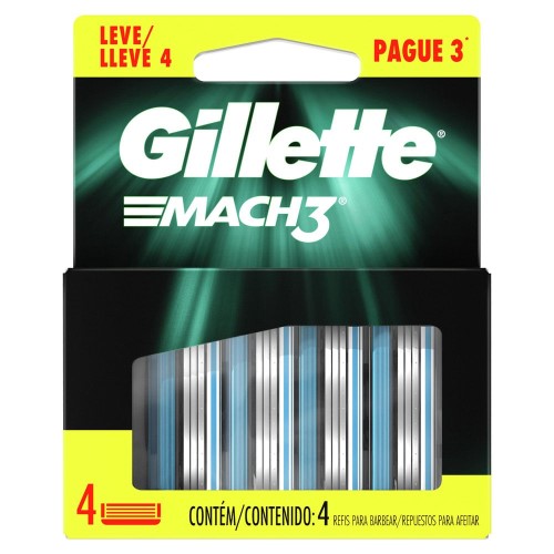 Carga Para Aparelho De Barbear Gillette Mach3 4 Unidades