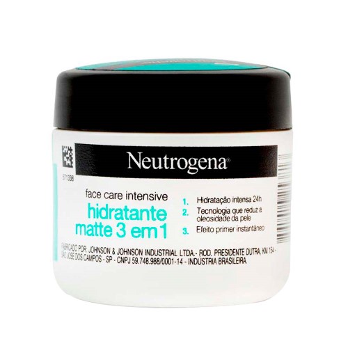 Hidratante Facial Neutrogena Face Care Intensive Matte 3 Em 1 100g