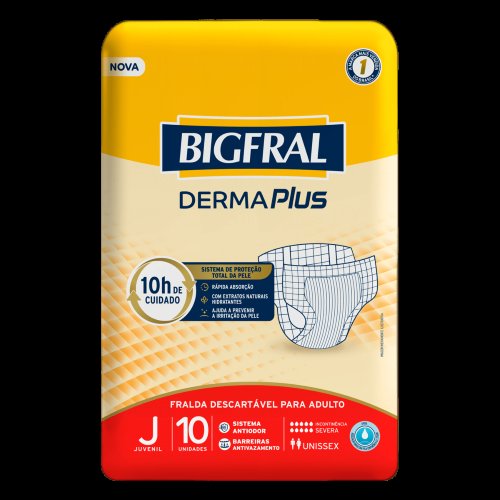 Fralda Descartável Geriátrica Bigfral Derma Plus Juvenil 10 Unidades