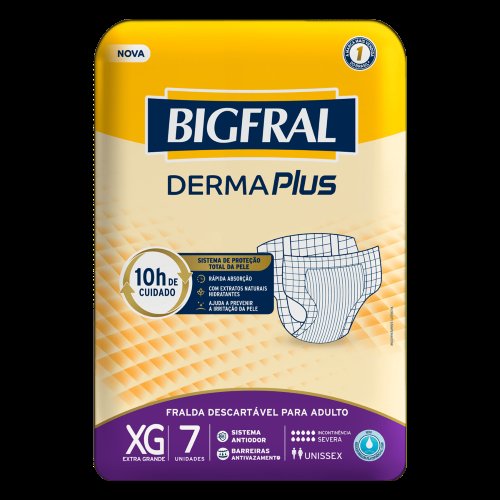 Fralda Descartável Geriátrica Bigfral Derma Plus Xg 7 Unidades