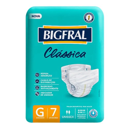 Fralda Descartável Bigfral Clássica G 7 Unidades