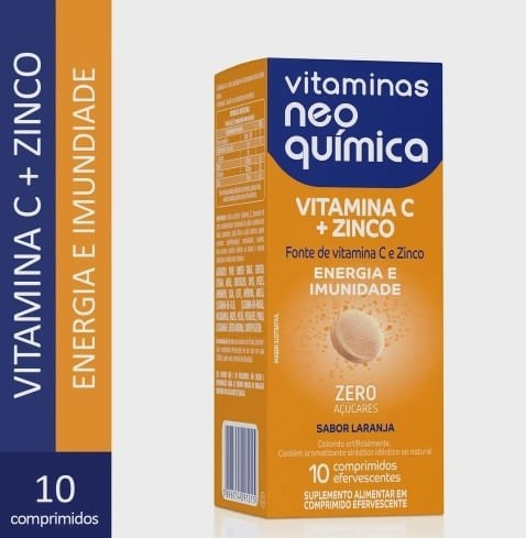 Vitaminas C + Zinco Neo Química 10 Comprimidos Efervescentes