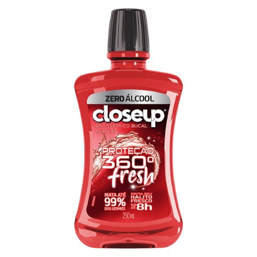 Enxaguante Bucal Closeup Red Hot Proteção 360 Fresh Zero Álcool 250ml