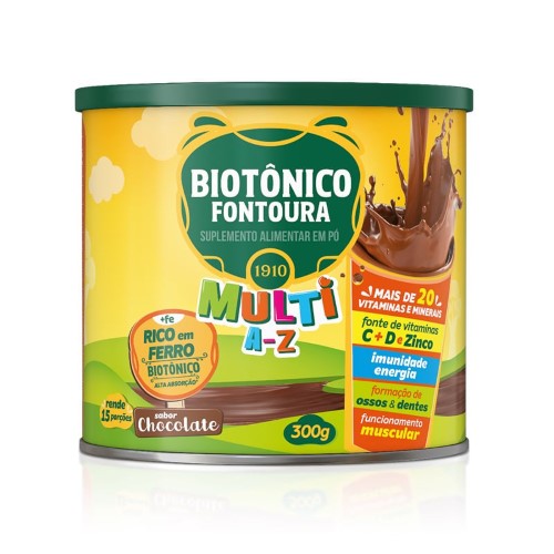 Suplemento Alimentar Em Pó Biotônico Fontoura Multi A-Z Chocolate 300g