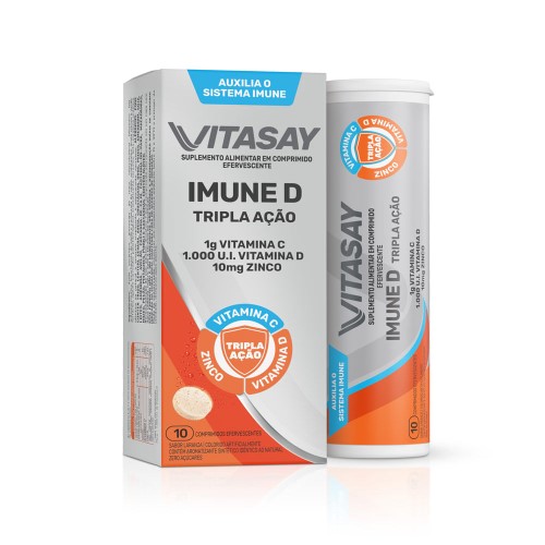Suplemento Alimentar Vitasay Imune D Tripla Ação 10 Comprimidos Efervescentes