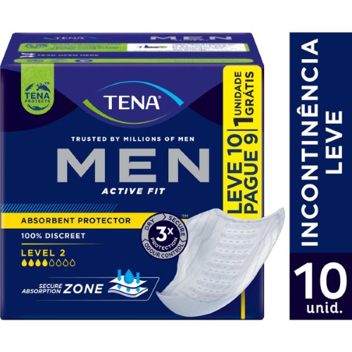 Absorvente Masculino Para Incontinência Urinária Tena Men Level 2 Médio 10 Unidades
