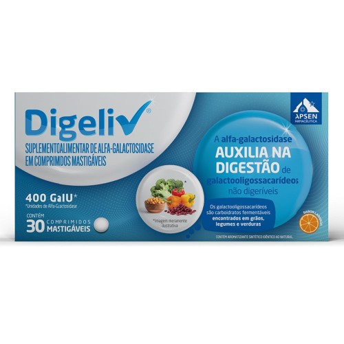 Suplemento Alimentar Digeliv 30 Comprimidos Mastigável