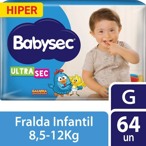 Fralda Babysec Galinha Pintadinha Ultra Sec G 64 Unidades