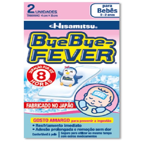Adesivo Para Alívio Da Febre Hisamitsu Bye Bye Fever Bebês 0 A 2 Anos 2 Unidades De 4cm X 8cm