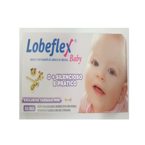 Brinco Perfurador De Lóbulo De Orelha Lobeflex Baby 1 Par De Aplicadores Com Brinco Em Aço Inox Cirúrgico