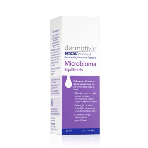 Gel Creme Hidratante Dermotivin Benzac Oil Control Microbioma Equilibrado 50ml