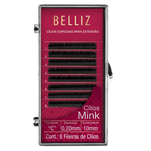 Cílios Para Alongamento Belliz - Mink C 020 10mm