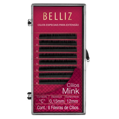 Cílios Para Alongamento Belliz - Mink C 015 12mm
