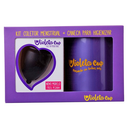 Violeta Cup Coletor Menstrual Kit – Coletor Menstrual Tipo B Preto + Caneca