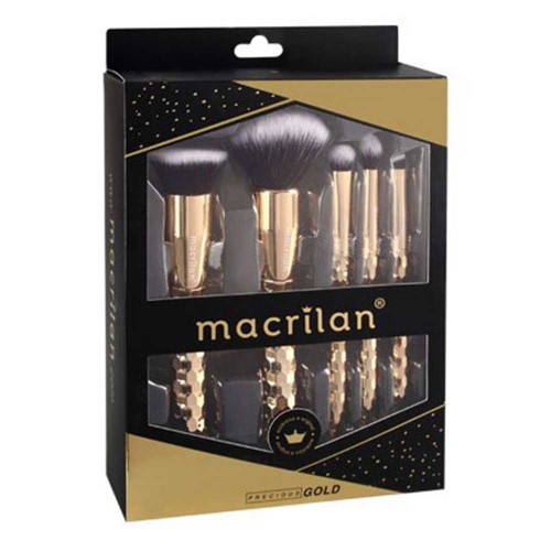 Macrilan Precious Gold Kit - 5 Pincéis De Maquiagem