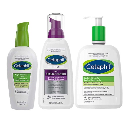 Cetaphil Kit – Hidratante Facial + Espuma De Limpeza + Loção Hidratante