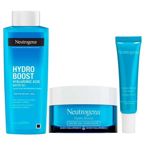Neutrogena Hydro Boost Kit – Hidratante Facial + Gel Creme Para Olhos + Hidratante Corporal