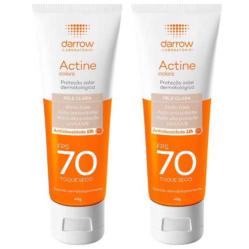 Darrow Actine Colors Kit Com 2 Unidades – Protetor Solar Facial Com Cor Fps70 – Pele Clara 40g