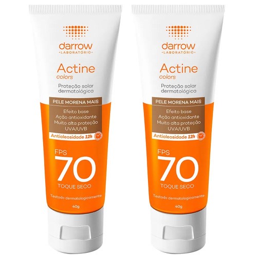 Darrow Actine Colors Kit Com 2 Unidades – Protetor Solar Facial Com Cor Fps70 – Pele Morena Mais 40g