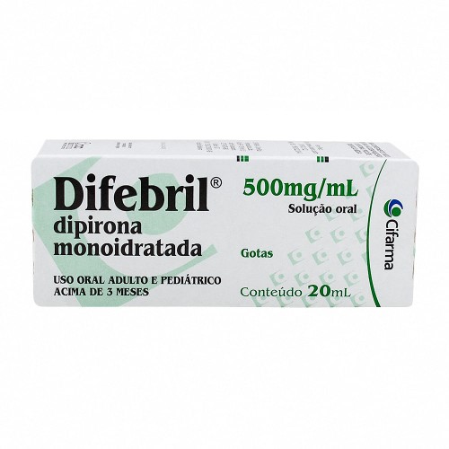 Difebril Dipirona Sódica 500mg/Ml Solução Gotas 20ml