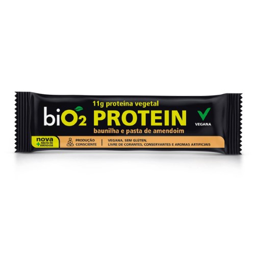 Barra De Proteína Vegana Bio2 Protein Baunilha E Pasta De Amendoim 45g