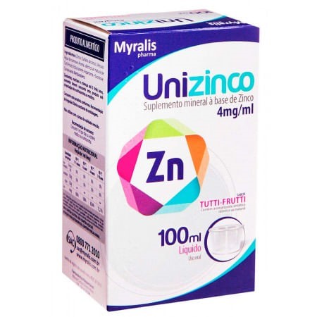 Unizinco Sulfato De Zinco 17,6mg Solução Oral 100ml