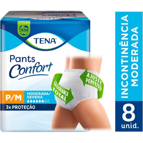Fralda Calça Geriátrica Unissex Tena Pants Confort P/M 8 Unidades