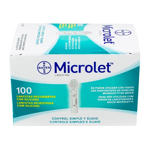 Lanceta Microlet Revestidas Com Silicone Com 100 Unidades
