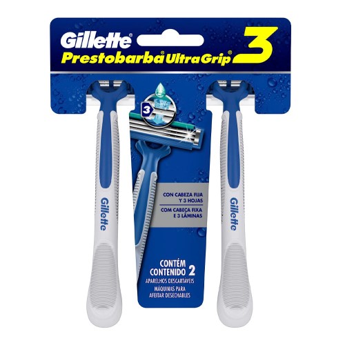 Gillette Prestobarba Ultragrip 3 Barbeador Descartável Com 2 Unidades