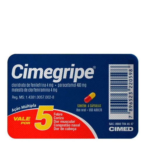 Cimegripe Com 4 Cápsulas